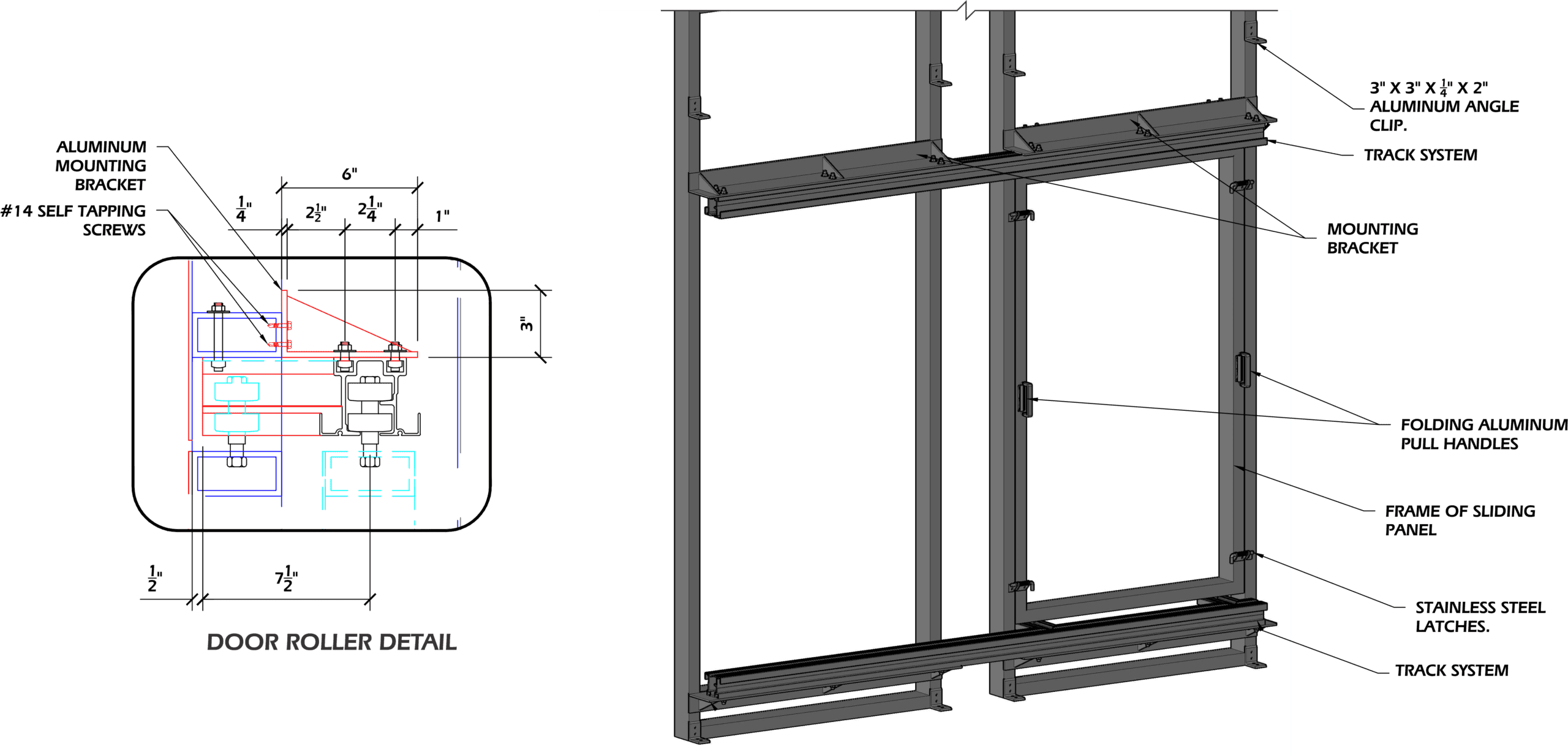 Mechanical Drawing of Window Washer Access Door Through Roof Façade